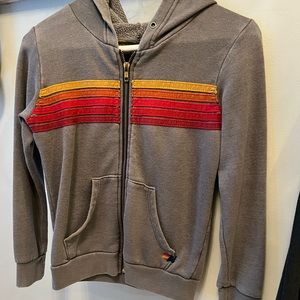 AVIATOR NATION KID'S 5 STRIPE HOODIE GRAY